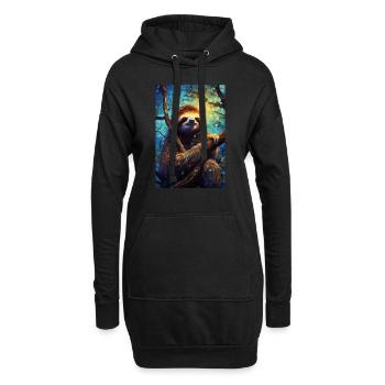Faultier - Hoodie-Kleid - Schwarz - Vorne