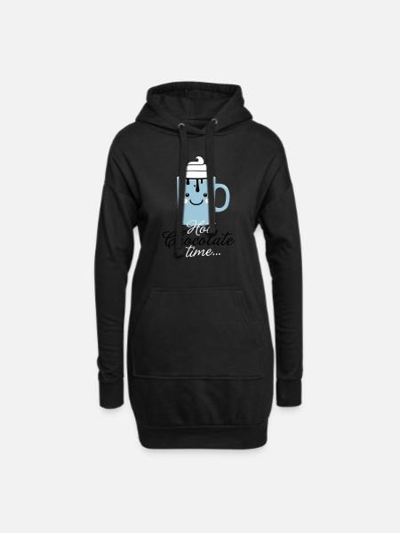 Funny cute mug with i love hot chocolate with - Hoodie Dress - black