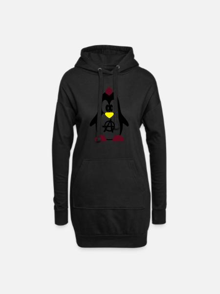 pingouin punk - Sweat-shirt à capuche long Femme - noir