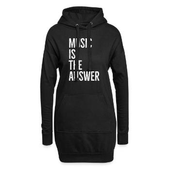 Musik ist die Antwort - Hoodie-Kleid - Schwarz - Vorne