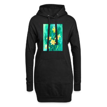 Narzissen - Hoodie-Kleid - Schwarz - Vorne