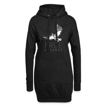 Free Assange Freiheit für Julian Assange Taube - Hoodie-Kleid - Schwarz - Vorne