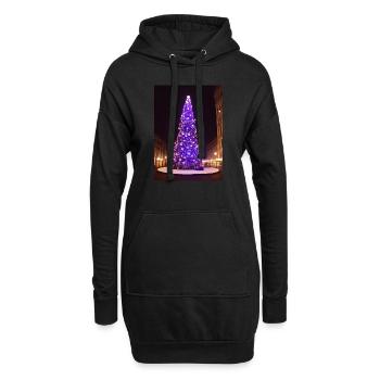 Sapin de Noël violet - Sweat-shirt à capuche long Femme - noir - Devant