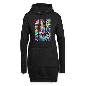 Abstract Chaos #9 peinture originale Design - Sweat-shirt à capuche long Femme - noir - Devant