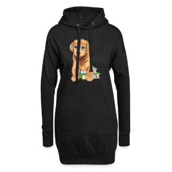 Intelligenter Golden Retriever mit Büchern - Hoodie-Kleid - Schwarz - Vorne
