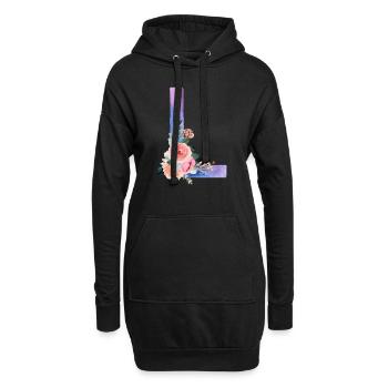 Lettre L watercolor - Sweat-shirt à capuche long Femme - noir - Devant