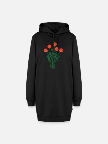 Romantischer Blumenstrauß - Hoodie-Kleid - Schwarz