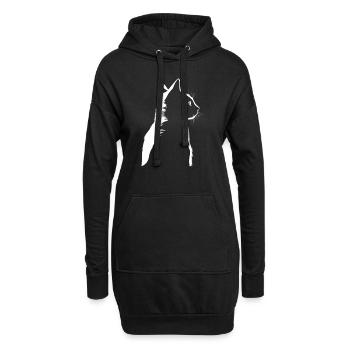 Katze, katzenmotiv - Hoodie-Kleid - Schwarz - Vorne