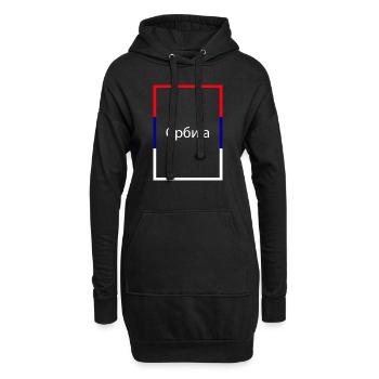 Serbia Србија, Statement lettering with flag - Hoodie Dress - black - Front