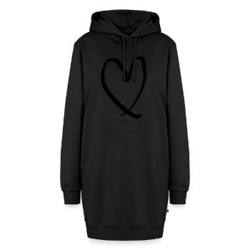 Gezeichnetes Herz Valentinstag Geschenk - Hoodie-Kleid - Schwarz - Vorne - AI Model Female 172 light (172cm)