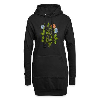 Fleur - Sweat-shirt à capuche long Femme - noir - Devant