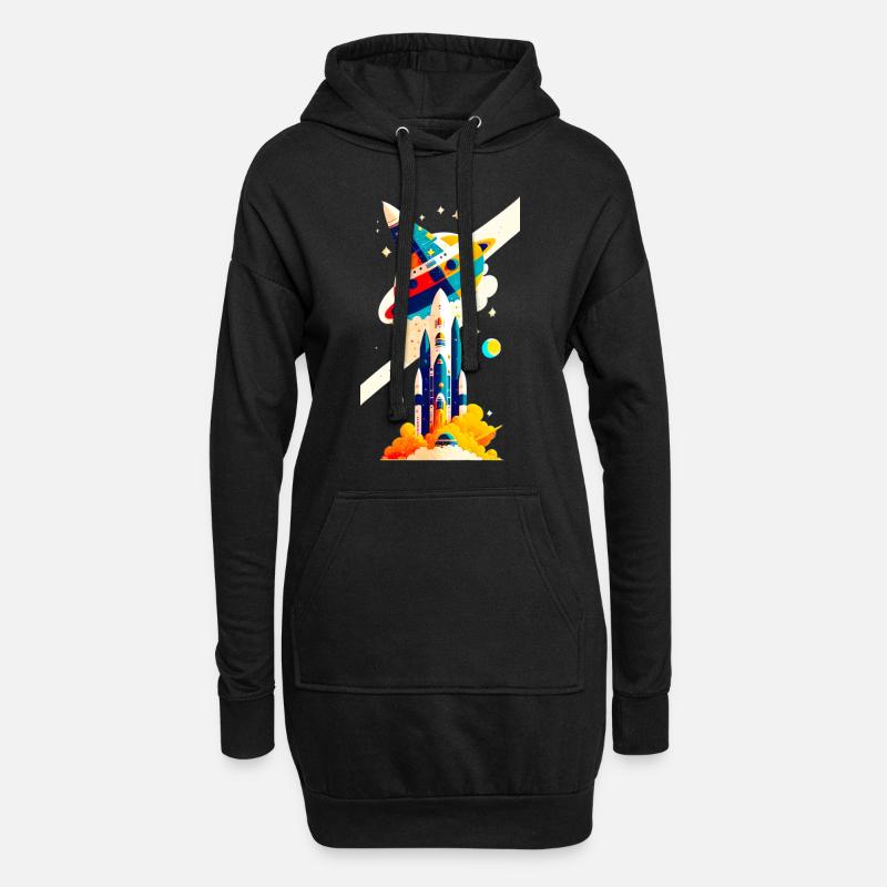 Space View / Rocket 02 - Hoodie-Kleid - Schwarz