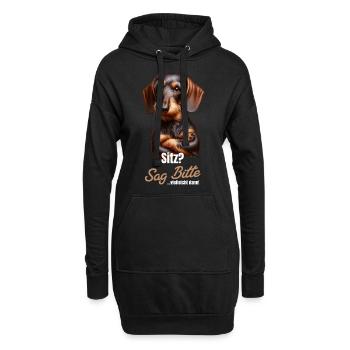 Sitz? Sag bitte... Vielleicht dann - Dackel Teckel - Hoodie-Kleid - Schwarz - Vorne