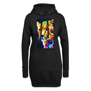 Cheetah Front - Hoodie-Kleid - Schwarz - Vorne