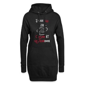 j'peux pas j'ai cuisine et gastronomie - Sweat-shirt à capuche long Femme - noir - Devant