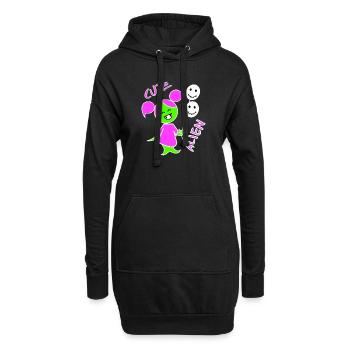 Niedliches Alien 1 - Hoodie-Kleid - Schwarz - Vorne
