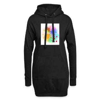 Farbkleks - Hoodie-Kleid - Schwarz - Vorne