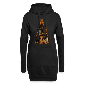 Katzen Tannenbaum Weihnachten Christbaum - Hoodie-Kleid - Schwarz - Vorne