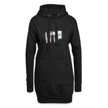 Kindermotiv tanzendes Besteck Kindershirt Besteck - Hoodie-Kleid - Schwarz - Vorne