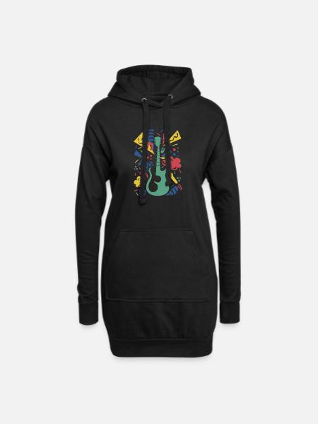 Bunte Gitarren-Symphonie - Hoodie-Kleid - Schwarz