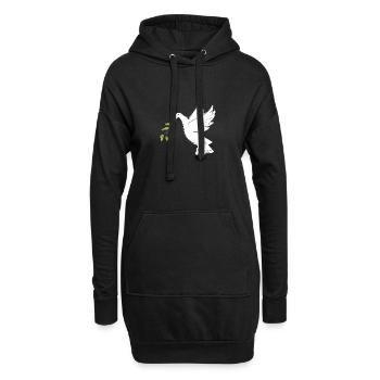 Symbole chrétien - Colombe avec branche d’olivier - Sweat-shirt à capuche long Femme - noir - Devant