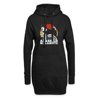 Alaskan Malamute Dog Lover Rétro - Sweat-shirt à capuche long Femme - noir - Devant