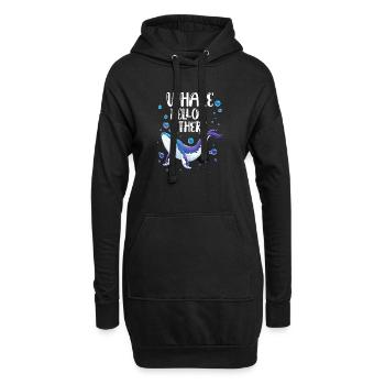Hello Hello : Imprimé de baleine joueur - Sweat-shirt à capuche long Femme - noir - Devant
