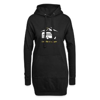 Vivez comme un campeur, un chien, des montagnes, un oiseau, une caravane - Sweat-shirt à capuche long Femme - noir - Devant