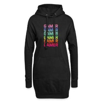 Gamer Regenbogen Mehrfach - Hoodie-Kleid - Schwarz - Vorne