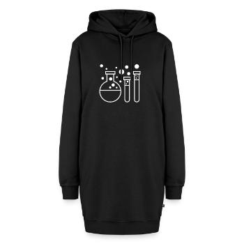 Chemie-Gläser Trio: Becher & Röhren - Hoodie-Kleid - Schwarz - Vorne - AI Model Female 172 light (172cm)