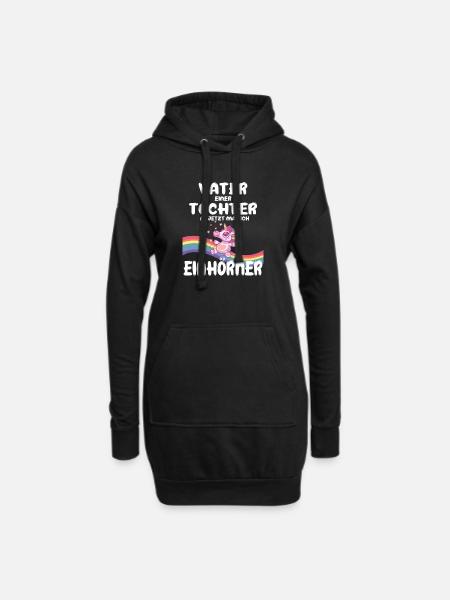 Vater Tochter Einhorn Geburt Geschenk Schwanger 2 - Hoodie-Kleid - Schwarz