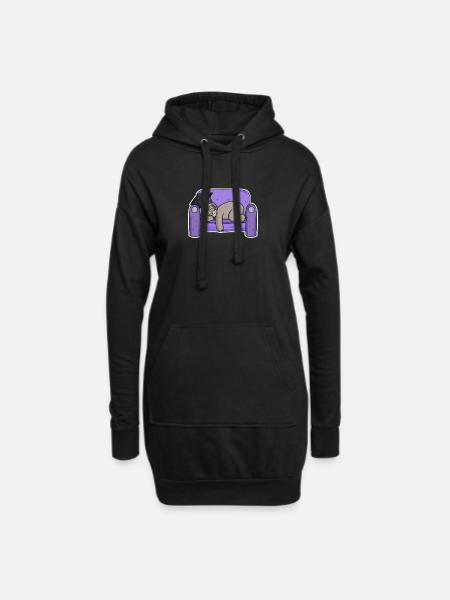 Faultier Student lustig - Hoodie-Kleid - Schwarz