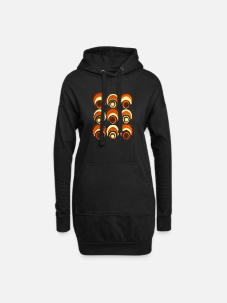 60er 70er Jahre Retro Muster Kreis Stilmuster - Hoodie-Kleid - Schwarz