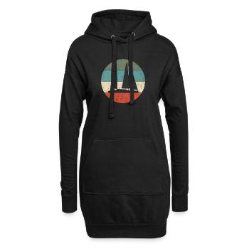 Segelboot - Hoodie-Kleid - Schwarz - Vorne