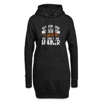 Hühner - Hoodie-Kleid - Schwarz - Vorne