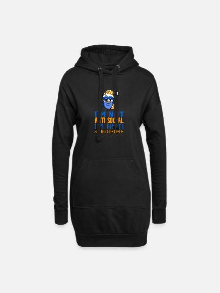 Eule Faul - Hoodie-Kleid - Schwarz