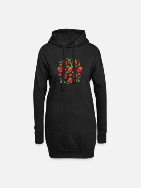 Erdbeeren Erdbeere Obst - Hoodie-Kleid - Schwarz