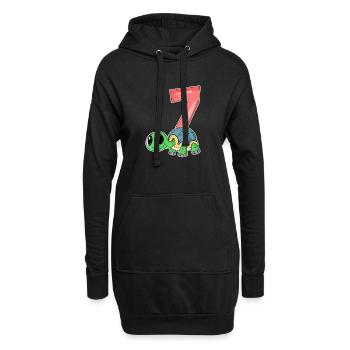 7 Jahre alt - 7. Geburtstag - Schildkröte Motiv - Hoodie-Kleid - Schwarz - Vorne