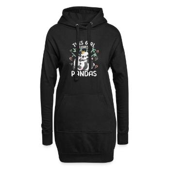 Dieses Maedchen Liebt Pandas - Hoodie-Kleid - Schwarz - Vorne