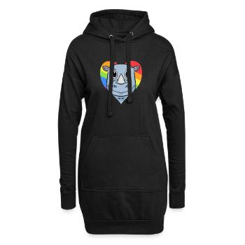 Nashorn Lgbt Regenbogen Farben - Hoodie-Kleid - Schwarz - Vorne
