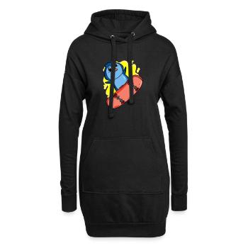 Pinguin als Skater mit Skateboard - Hoodie-Kleid - Schwarz - Vorne