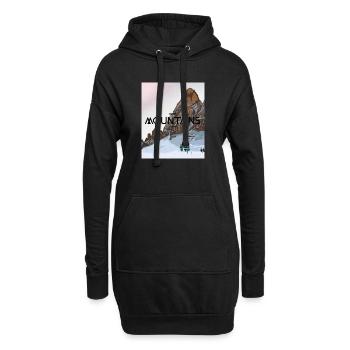 Verschneiter Berg - Hoodie-Kleid - Schwarz - Vorne