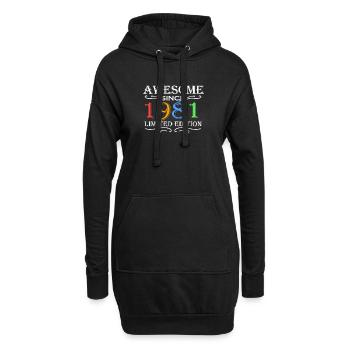 1981 - Jahrgang 1981 - Hoodie-Kleid - Schwarz - Vorne