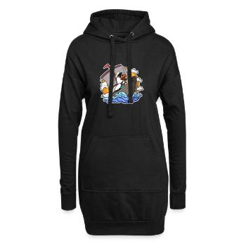 Mouette dans le bateau - Sweat-shirt à capuche long Femme - noir - Devant