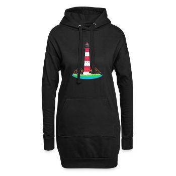 Leuchtturm Westerheversand, ohne Text, Nordsee - Hoodie-Kleid - Schwarz - Vorne