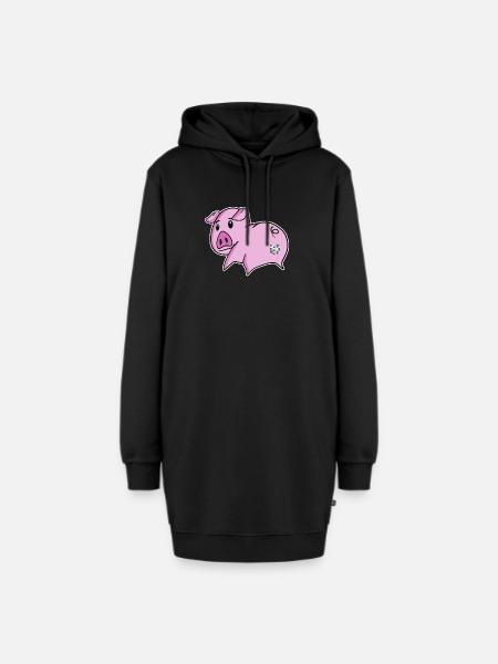 Schwein Arsch - Schwein Hintern - Hoodie-Kleid - Schwarz