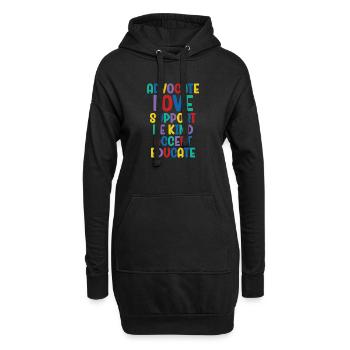 Plaidoyer Amour Soutien Accepter Soyez gentil - Sweat-shirt à capuche long Femme - noir - Devant