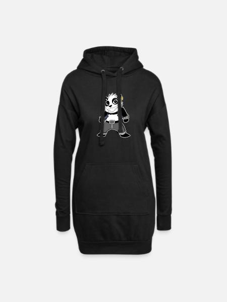 Cool Panda - Hoodie-Kleid - Schwarz
