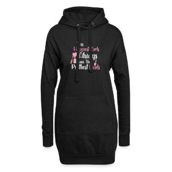 Les filles les plus heureuses ont les plus jolies - Sweat-shirt à capuche long Femme - noir - Devant