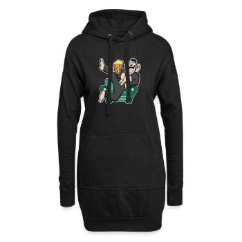 Drôle de singe boit de la bière - Sweat-shirt à capuche long Femme - noir - Devant